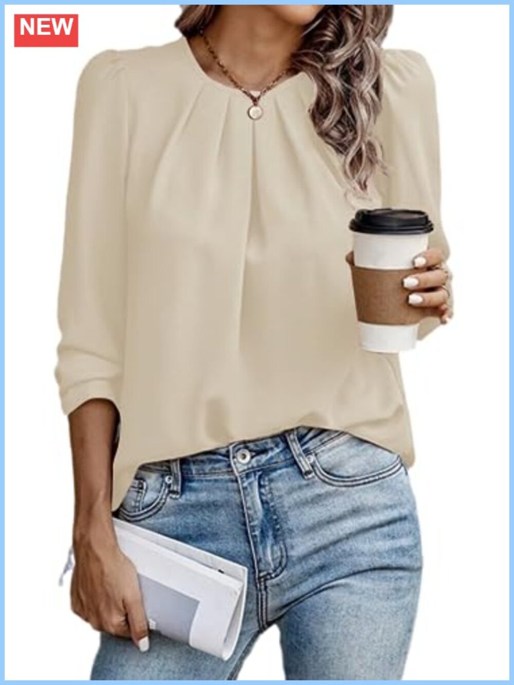 Elegant Pleated Chiffon Blouse Long Sleeve for Office | Patio